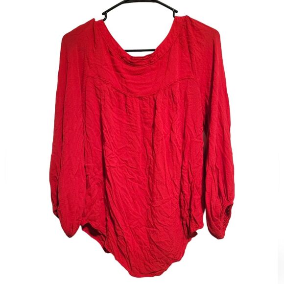 Anthropologie Maeve Red Boswell Peasant Top Blouse Size 10 - Picture 3 of 7